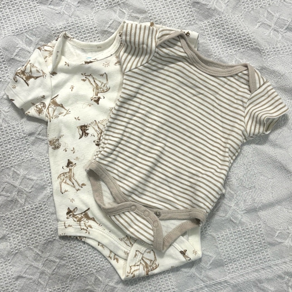 Disney Cream and Gray Baby Bodysuits Bundle